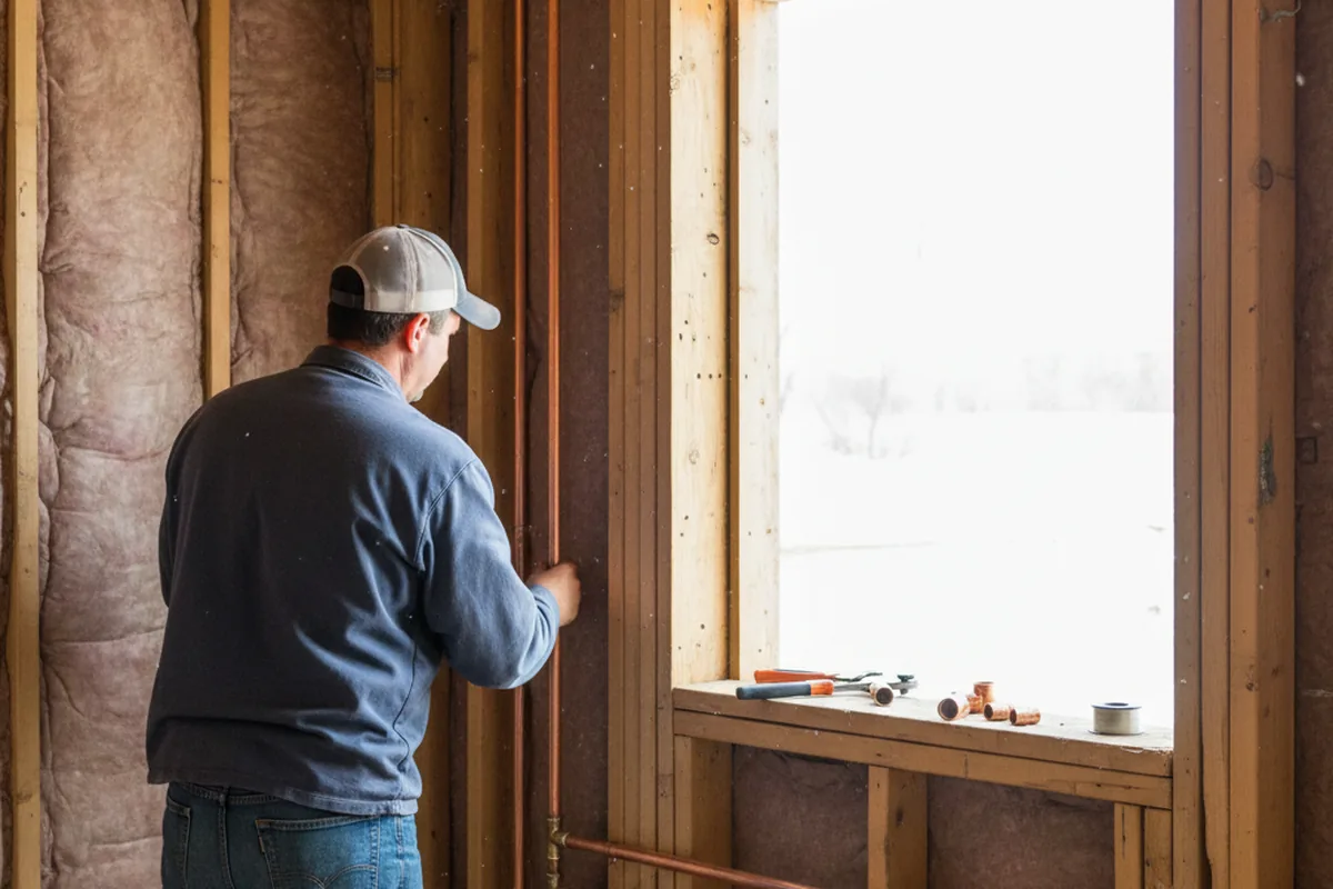 Licensed plumber running new copper supply lines in a Jeffersonville home
