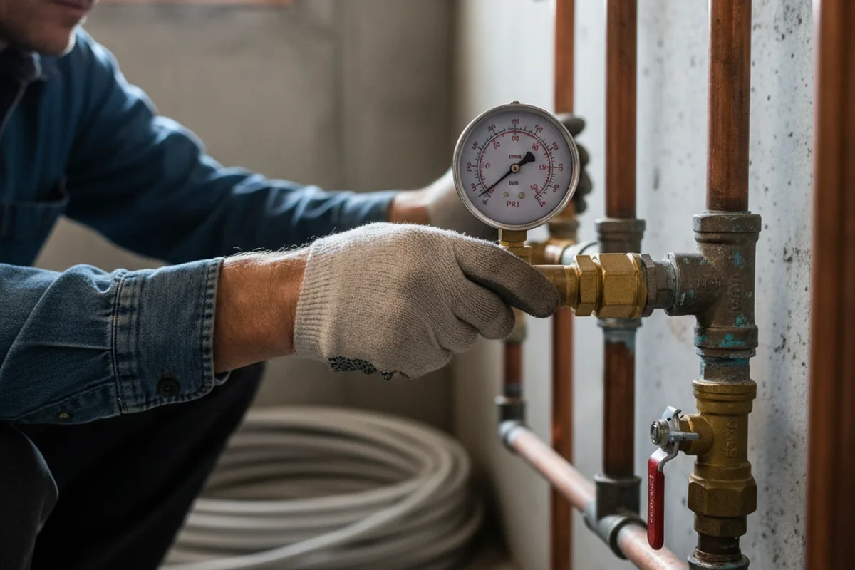 Pressure testing a repaired line during Water Line Repair in Jeffersonville